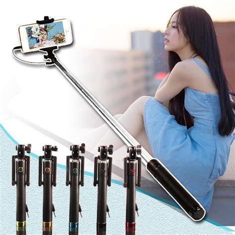 super mini self stick monopod wired self pole selfie stick tripod luxury wired portable foldable