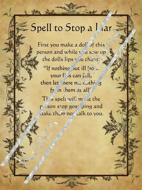 Spell To Stop A Liar Page For Homemade Halloween Spell Book Witchcraft