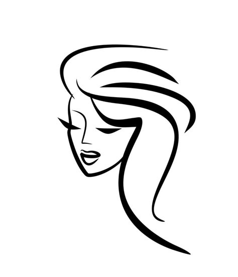 Beauty Salon Logo Face Girl Icon Barber Woman Haircut Emblem