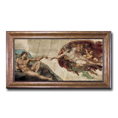 Michelangelo Creation Of Adam Bronze Framed Canvas Wall Art 12 In X