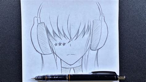How To Draw Anime Girl Wearing Headphones Easy To Draw Youtube