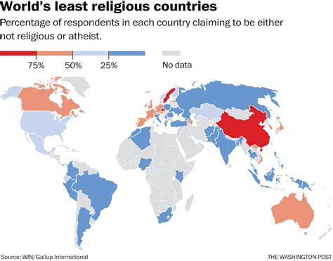 Map These Are The Worlds Least Religious Countries The Washington Post