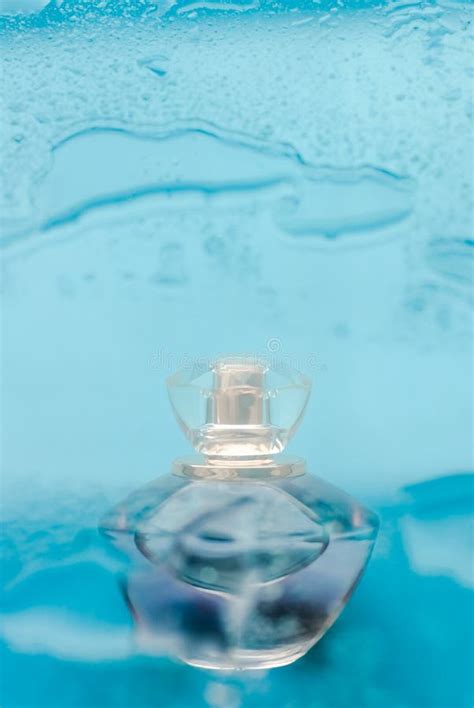 Perfume Bottle Under Blue Water Fresh Sea Coastal Scent As Glamour