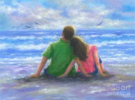 Beach Lovers Pink And Green Painting By Vickie Wade Fine Art America