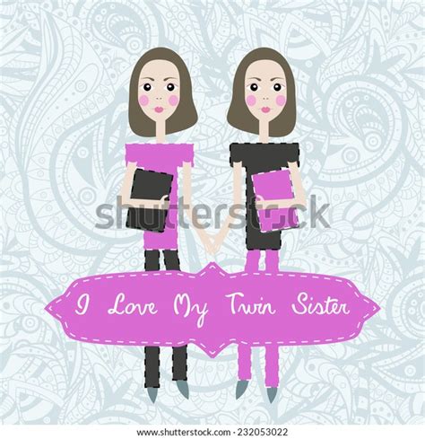 Vector Twins Love My Twin Sister Stock Vector Royalty Free 232053022