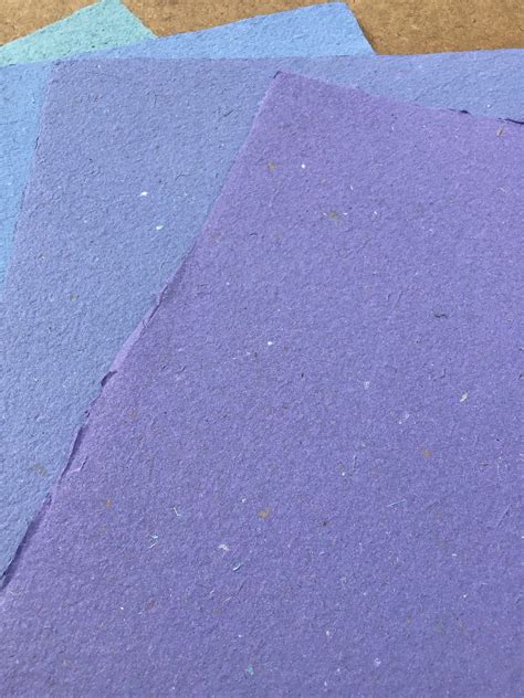 5 Sheets 85x11 Inch Cool Colors Batch Handmade Paper Eco Friendly