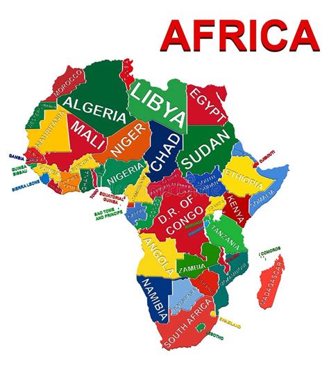 Politisk Illustration För Afrika översiktsvektor Med Länderna För