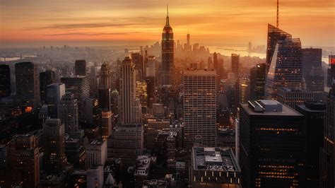 Picture New York City Usa Sunrise And Sunset Evening 1920x1080