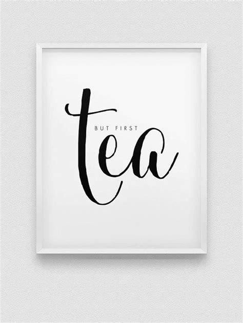 A Black And White Print With The Word Tea On It