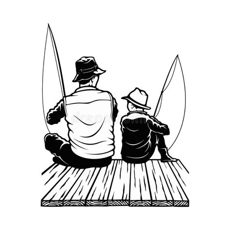 Diseño De Pesca De Padre Y Padre Padre E Hijo Pescadores Ilustración