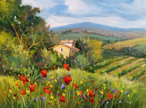 Sweet Tuscany Hills Italian Painting Landscape Paintings Italian