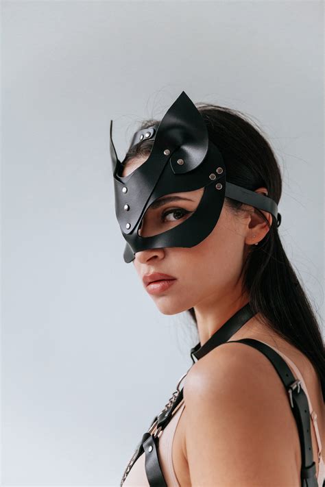BDSM Mask Cat Mask Goth Mask BDSM Face Mask Black Leather Etsy UK