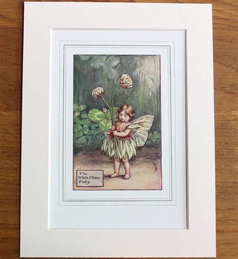 Genuine 1920s Mounted Plate White Clover Fairy By Cicely Etsy Uk