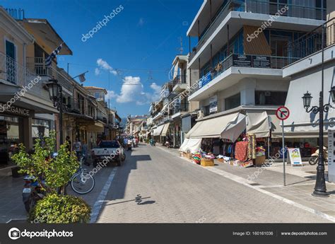 Lefkada Town Greece July 17 2014 Panoramic View Of Street In