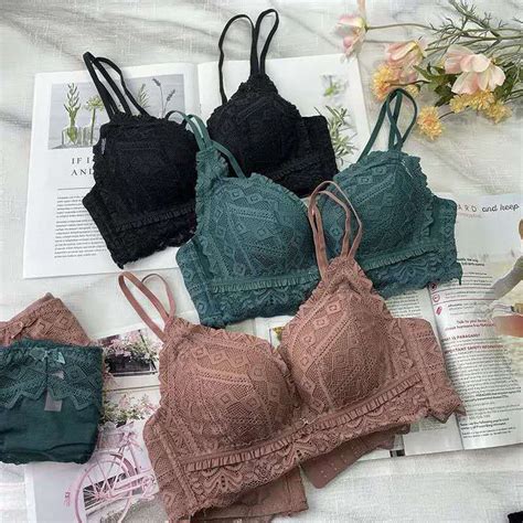 Thick Bra Underwear Women Wireless Lace Beautiful Back Sexy Push Up Small Big Set Shopee Malaysia