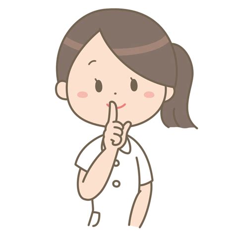 口の前で人差し指を立てている看護師のイラスト🎨【フリー素材】｜看護roo カンゴルー