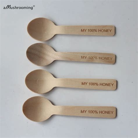 100 Honey Spoons Small Round Spoon With Personalized Wooden Mini Spoons