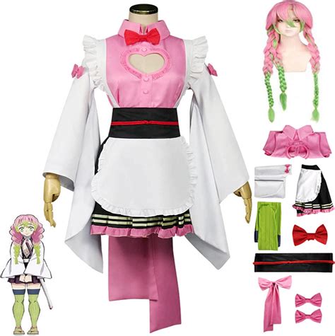 Anime Kanroji Mitsuri Maid Dress Cosplay Costume Kochou Shinobu Tsuyuri