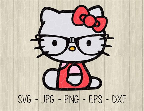 Hello Kitty Nerd Glasses Svg Hello Kitty Digital Cut File Etsy