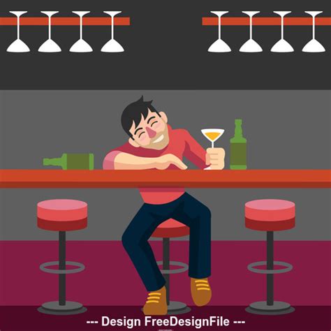Drunk Man Bar Vector Free Download