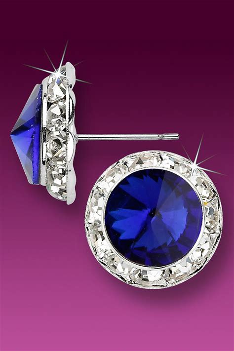 20mm Rhinestone Dance Earrings Dark Blue Pierced