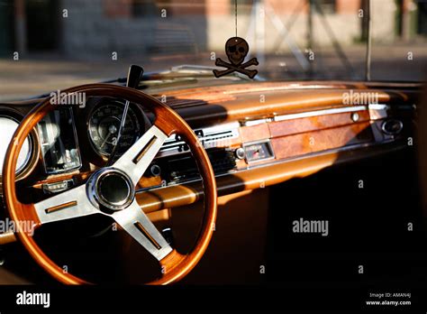 Steering Wheel And Dashboard Of A Vintage Car Stock Photo Alamy