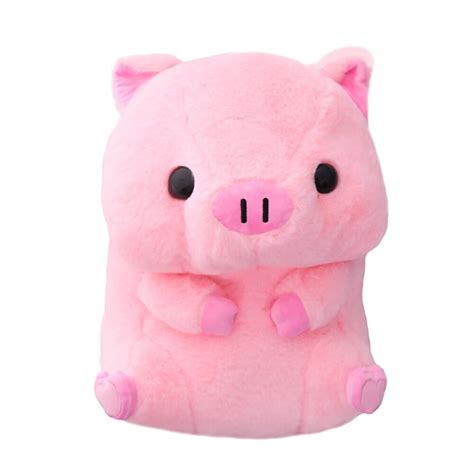 Pink Sitting Pig Big Head Piggy Stuffed Doll Kids Huggable Animal Plush