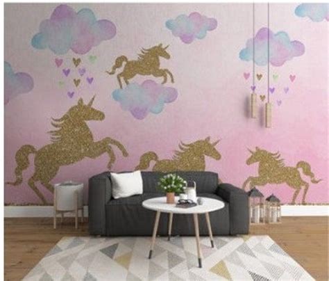 Unicorn Wall Stickers For Kids Bedrooms Pink Unicorn Etsy Wall