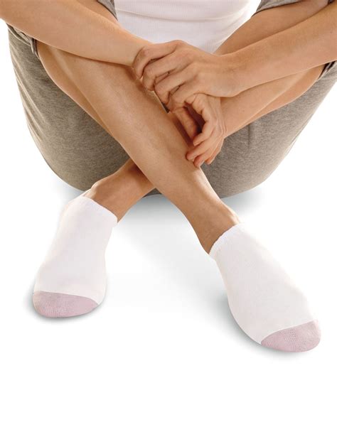 Hanes Hanes Womens Cool Comfort No Show Socks 6 Pack 5 9 White Wcolor Heel Toe 5 9