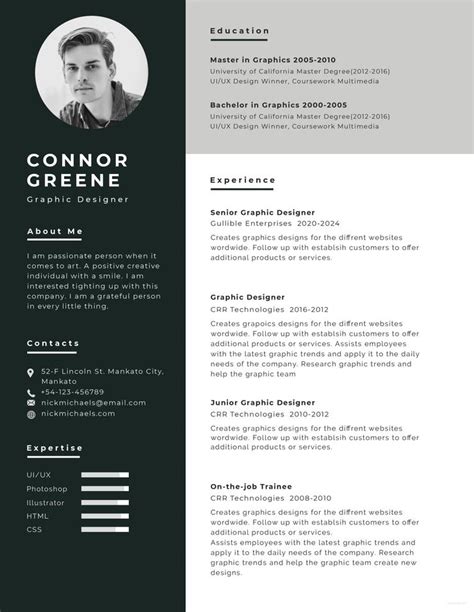 Free Experience Graphic Designer Resume Cv Template In