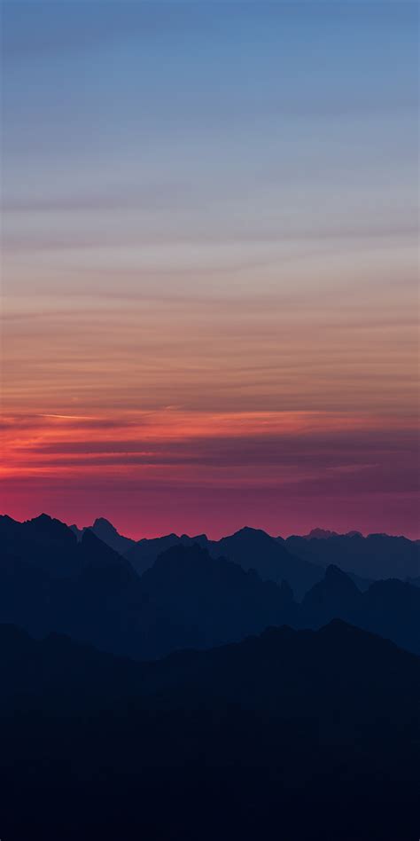 Download Wallpaper 1080x2160 Mountains Sunset Sky Horizon Honor 7x