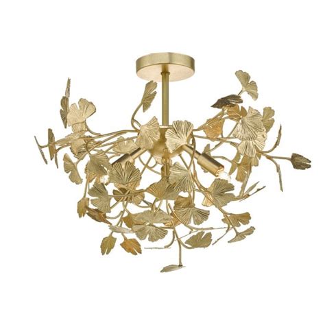 This modern italian design strikes a glamorous contemporary pose. 4 Light Semi Flush Ceiling Light Gold Leaves| Lighting and ...