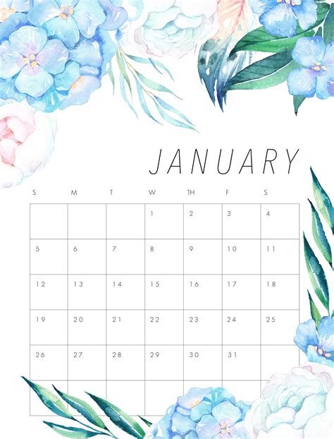 Cute January 2020 Calendar Template Free Printable Calendar Calendar