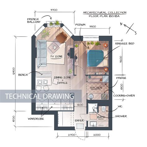 Interior Design Sketches 2d Hand Drawn Floor Plans On Behance