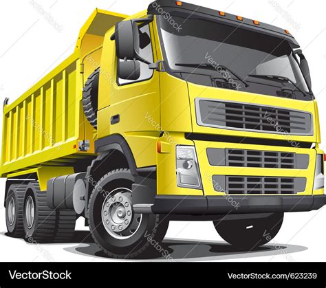 Detailed Image Of Large Yellow Truck Isolated Vector Image