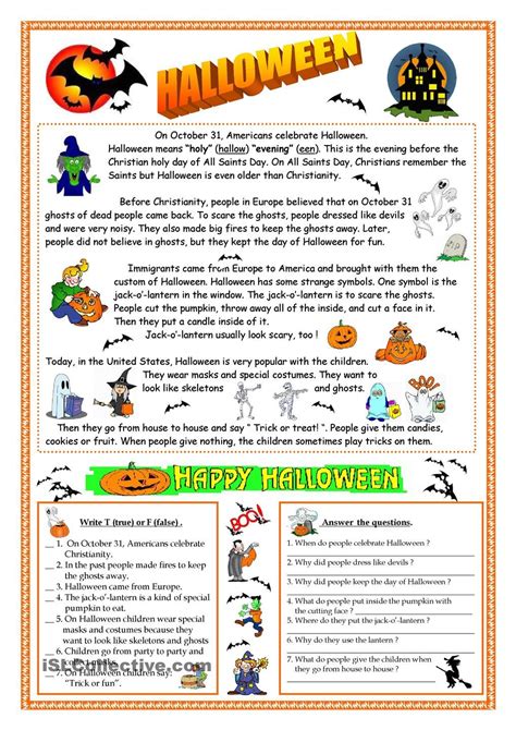 Halloween Activities For Esl Beginners Maryann Kirbys Reading Worksheets
