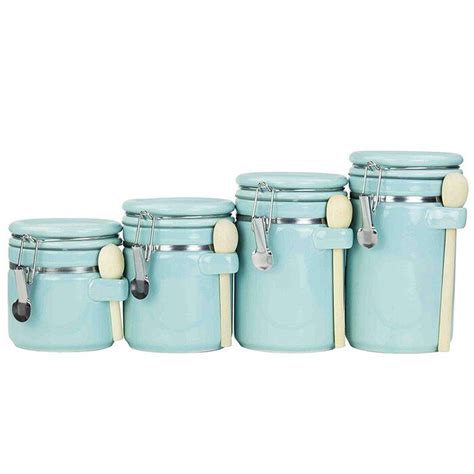 Store items and add a decorative touch with these kitchen canisters. Ceramic 4 Piece Kitchen Canister Set in 2020 | Ceramic ...