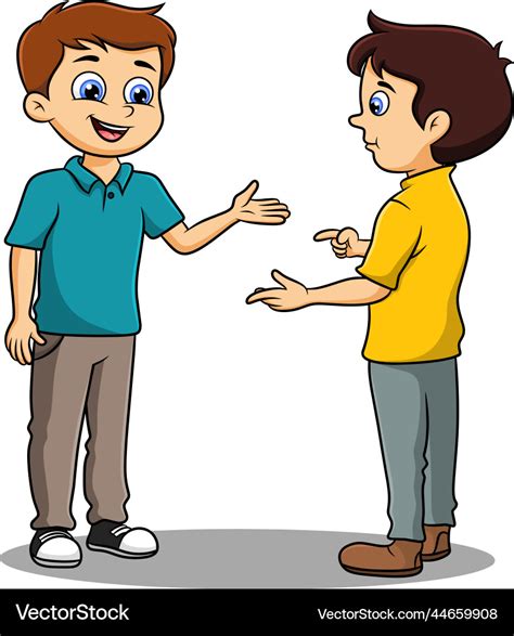 Two Boys Talking To Each Other Cute Cartoon Vector Image