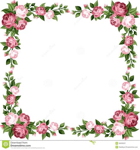 Vintage Frame With Pink Roses Stock Image Image 36033231