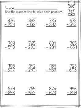 Simple 3 Digit Subtraction Worksheets ( No regrouping) Distance Learning