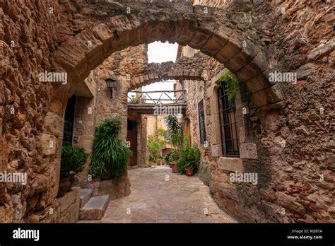 Pals A Medieval Town With Stone Houses In Girona Province Catalonia