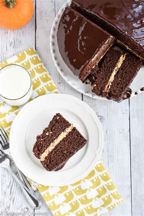Use a food processor to process the pumpkin, cocoa, maple to assemble the cake: Chocolate Cake with Pumpkin Filling · Seasonal Cravings