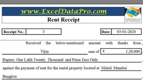 A Receipt Form For Rent Receipts Is Shown In This Image It Shows The