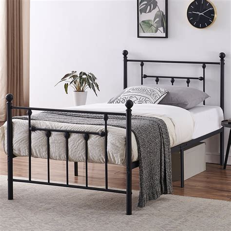Twin Size Antique Bed Frameplatform Bed With Victorian Iron Headboard