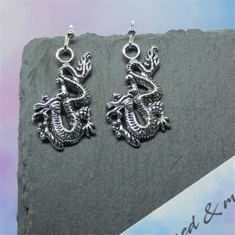 Chinese Dragon Earrings Silver Dragon Drop Earrings Chinese Etsy