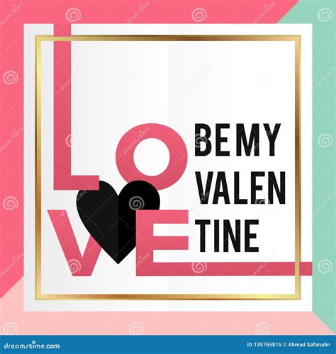 By My Valentine Card Design Square Vector Illustration With Love Heart