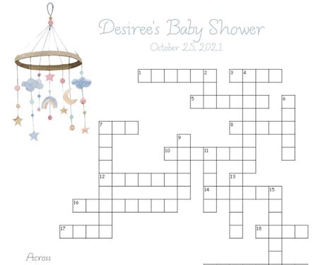 Crucigrama Personalizado De Baby Shower Móvil Perfecto Para Un Baby
