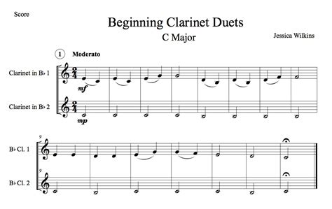 Bass c and middle c. Beginning Clarinet Duets (Digital Download) - JDW Sheet Music