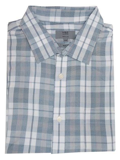 Marks And Spencer Mand5 Grey Mens Pure Cotton Regular Fit Checked