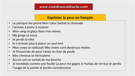 Exprimer La Peur En Fran Ais Vocabulaire Et Expression Hot Sex Picture